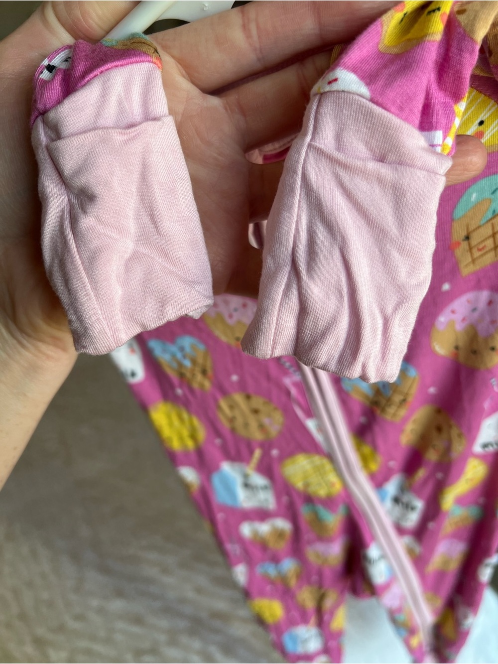 Little Sleepies Pink Milk & Cookies Footie Pajamas Size 6-12M VGUC - Picture 5 of 7